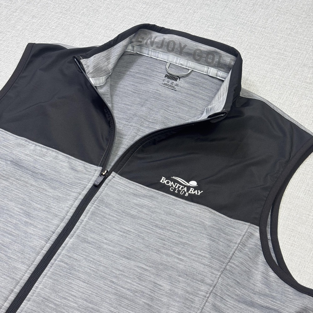 Puma Golf Vest Bonita Bay Club Mens XL Black Gray Windbreaker Full Zip